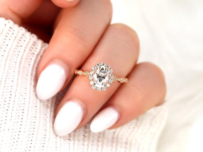 2 CT Emerald Pave Moissanite Engagement Ring