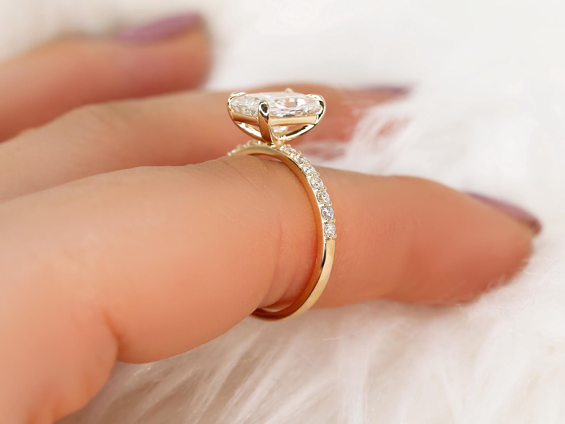 2 CT Emerald Pave Moissanite Engagement Ring