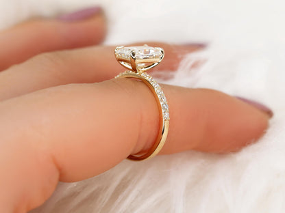 2 CT Emerald Pave Moissanite Engagement Ring