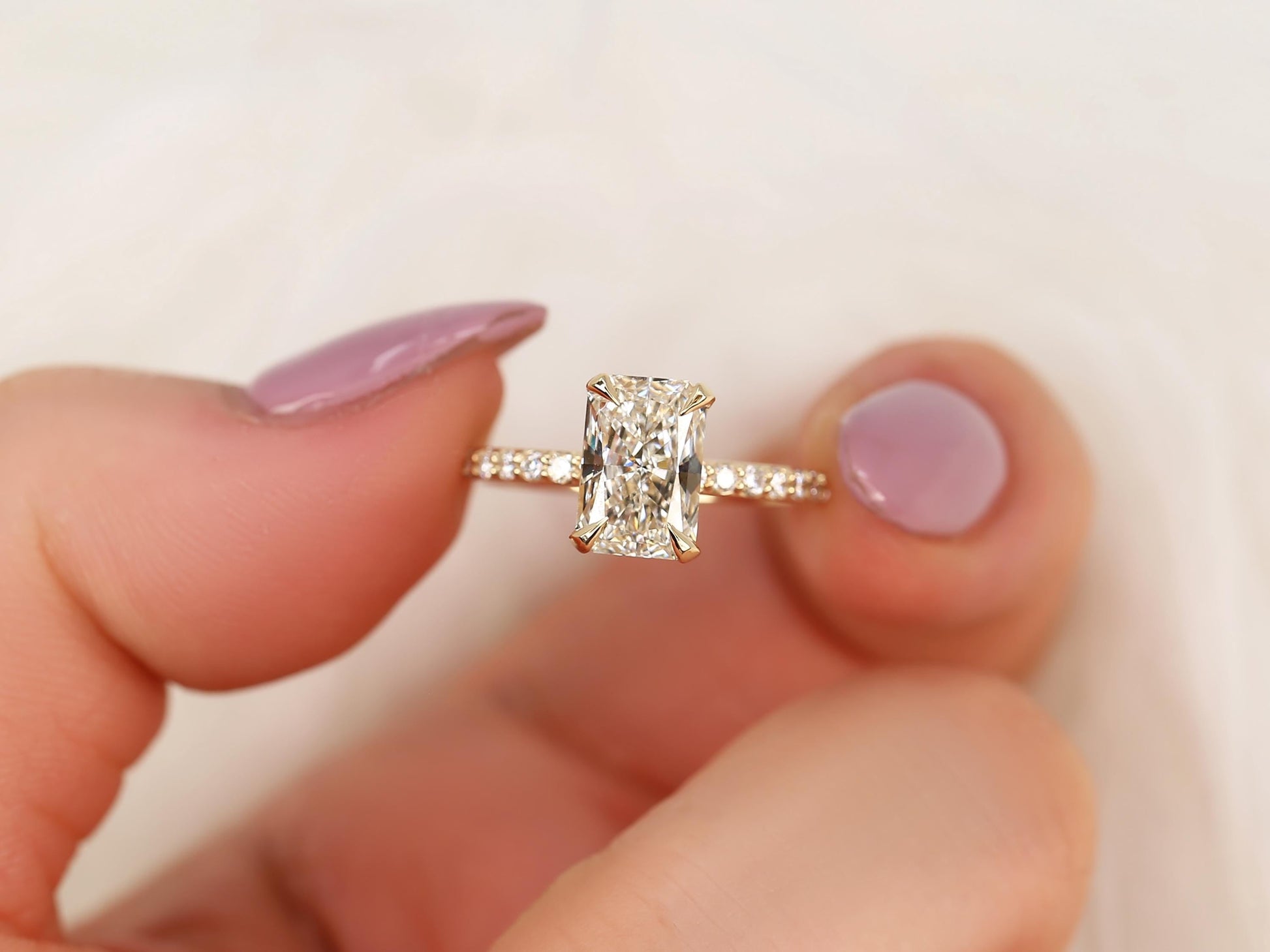 2 CT Emerald Pave Moissanite Engagement Ring