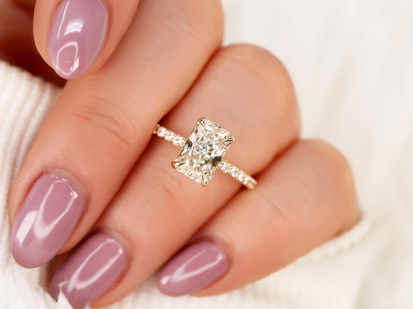 2 CT Emerald Pave Moissanite Engagement Ring