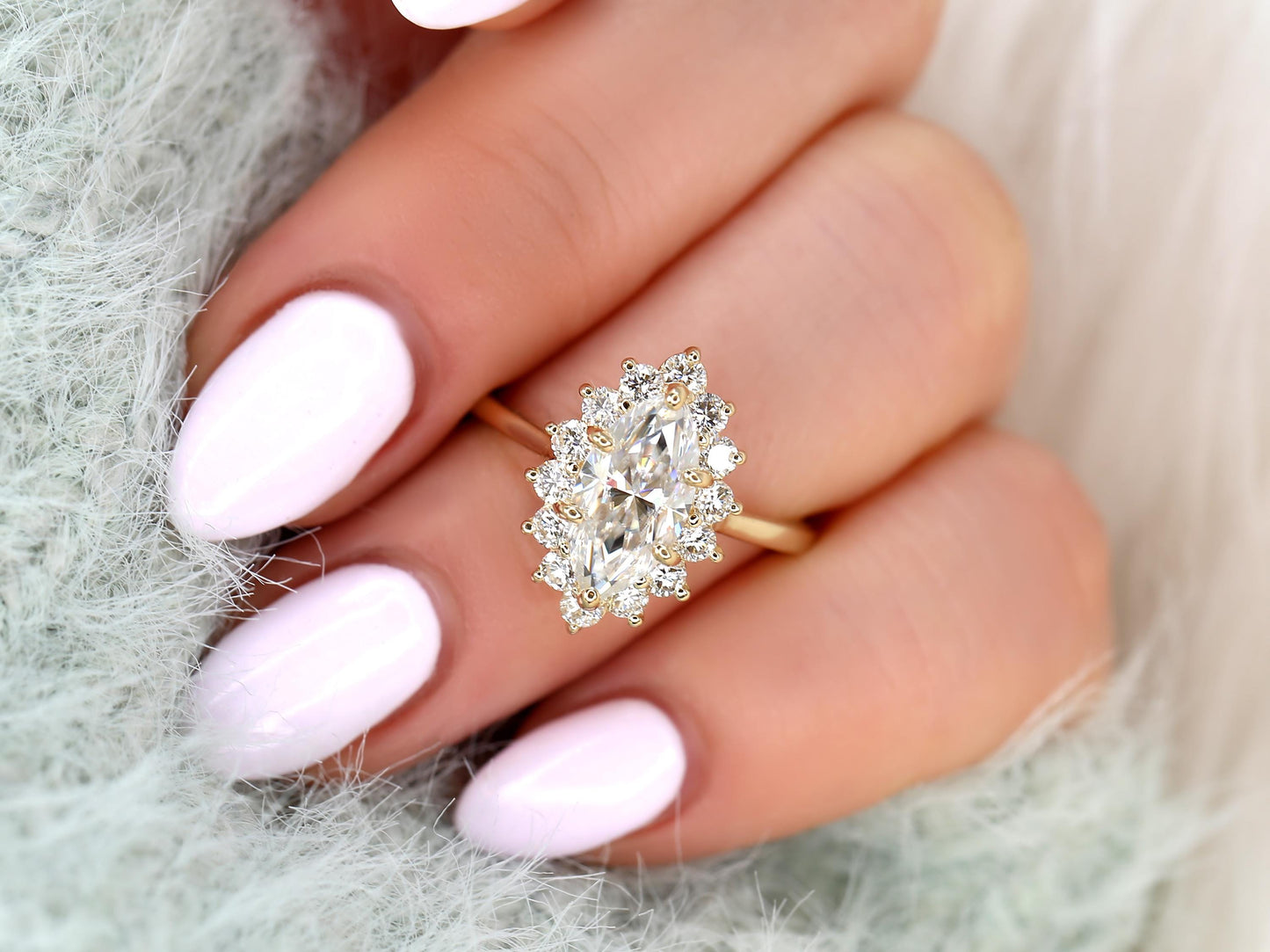 2 CT Emerald Pave Moissanite Engagement Ring