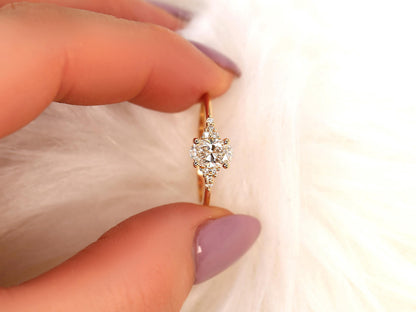 2 CT Emerald Pave Moissanite Engagement Ring