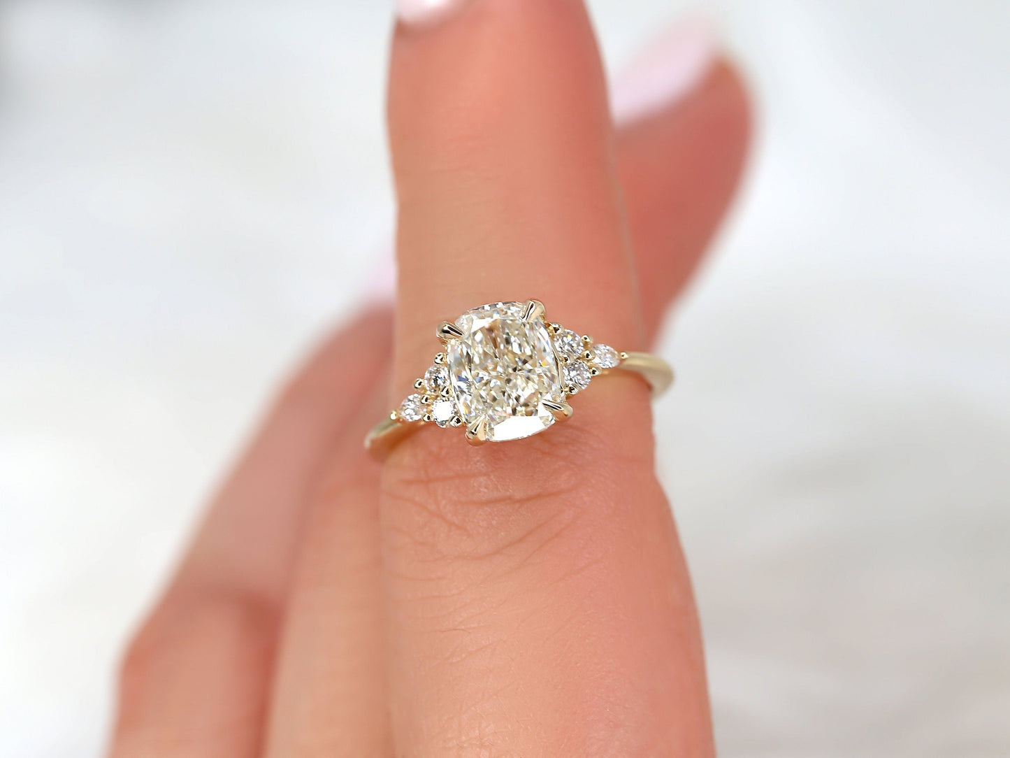 2 CT Emerald Pave Moissanite Engagement Ring
