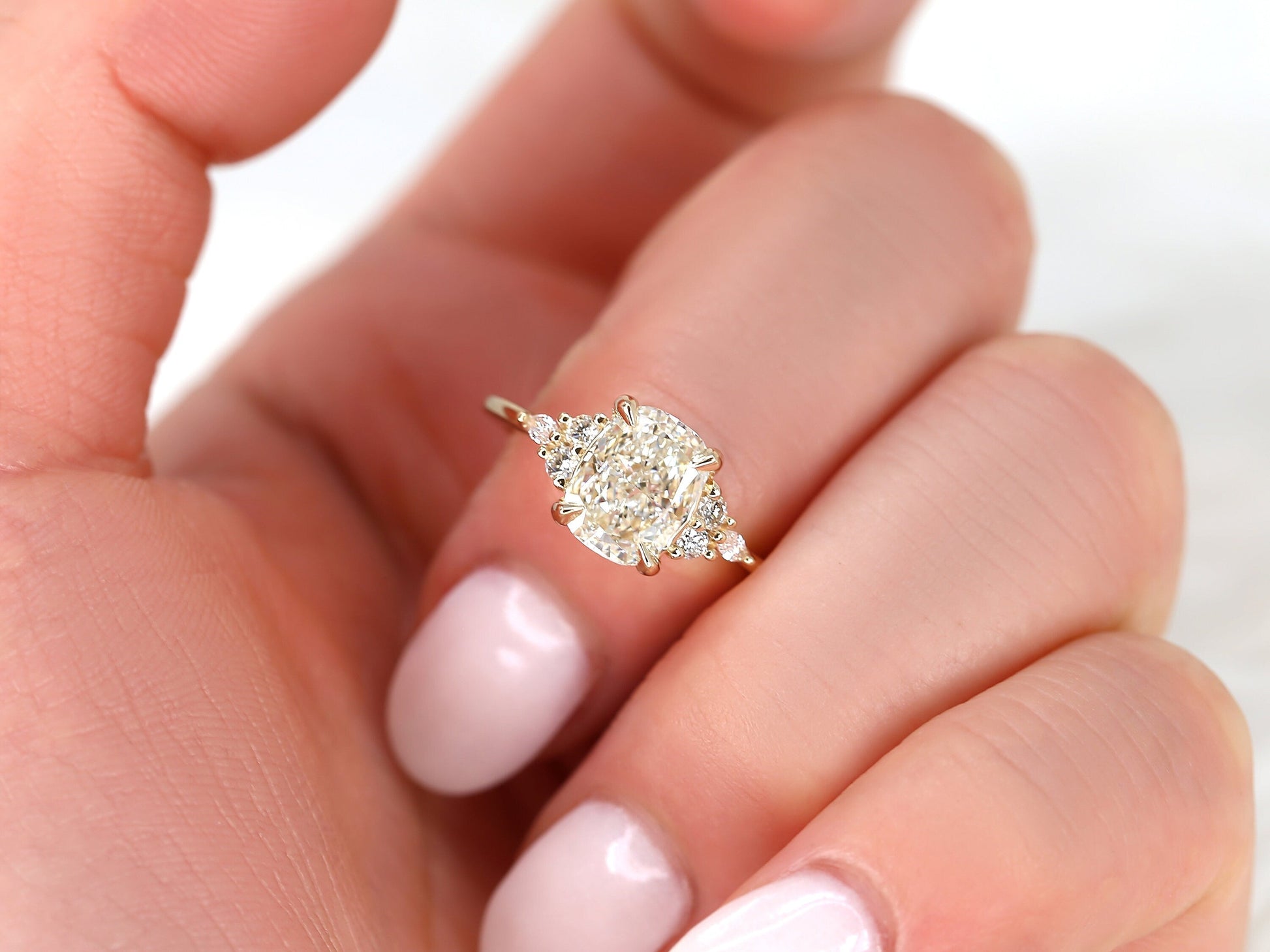 2 CT Emerald Pave Moissanite Engagement Ring