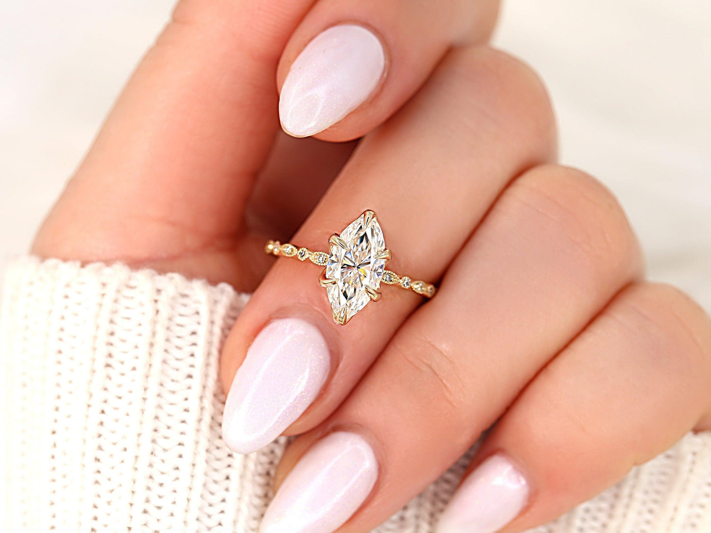 2 CT Emerald Pave Moissanite Engagement Ring