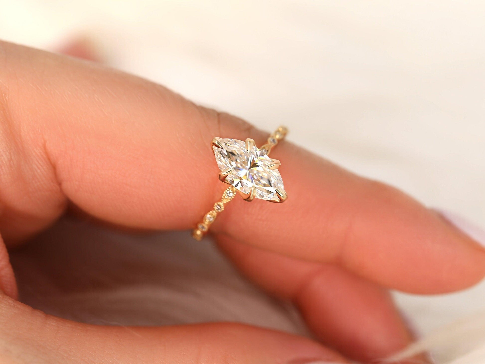 2 CT Emerald Pave Moissanite Engagement Ring