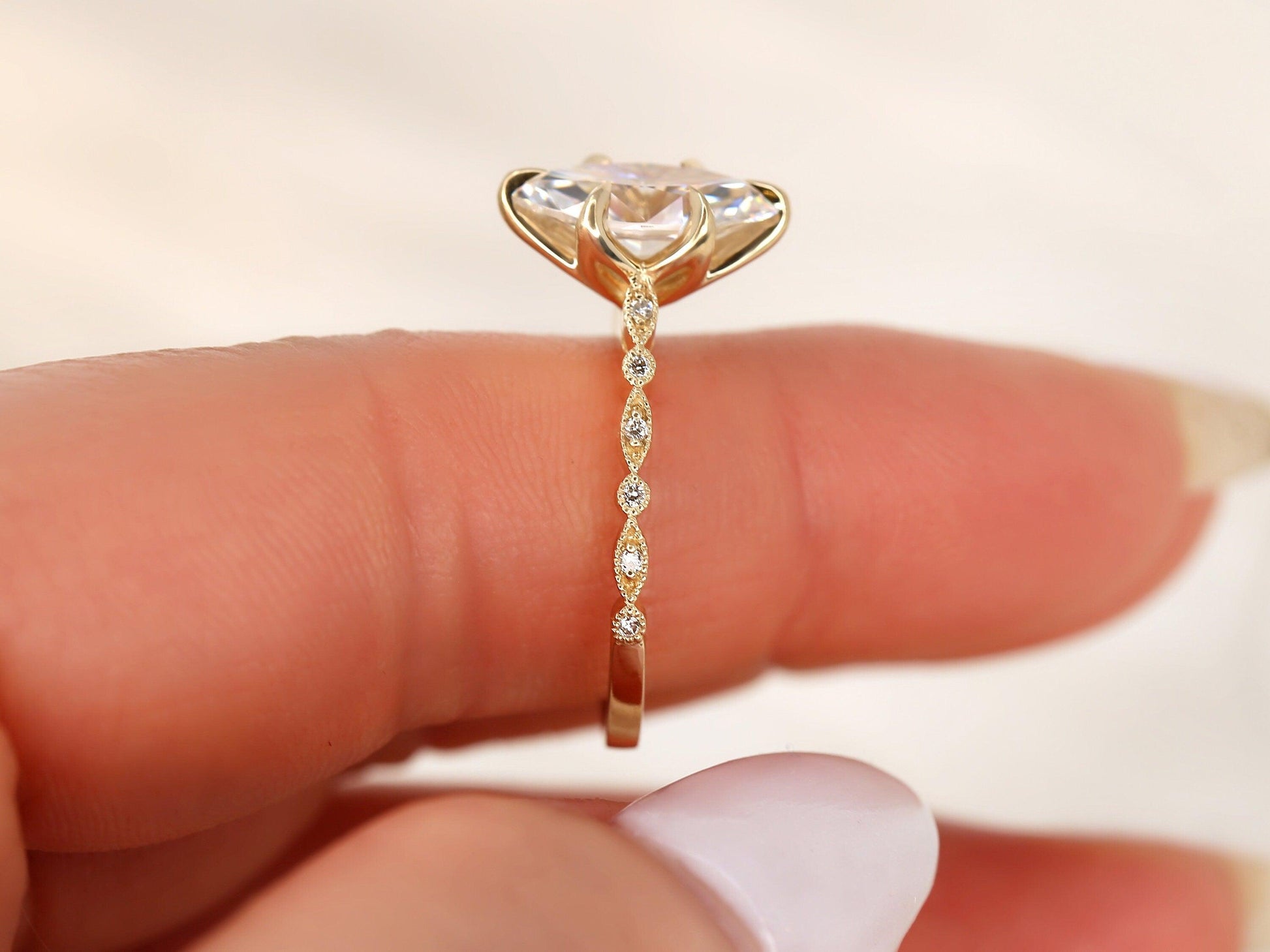 2 CT Emerald Pave Moissanite Engagement Ring