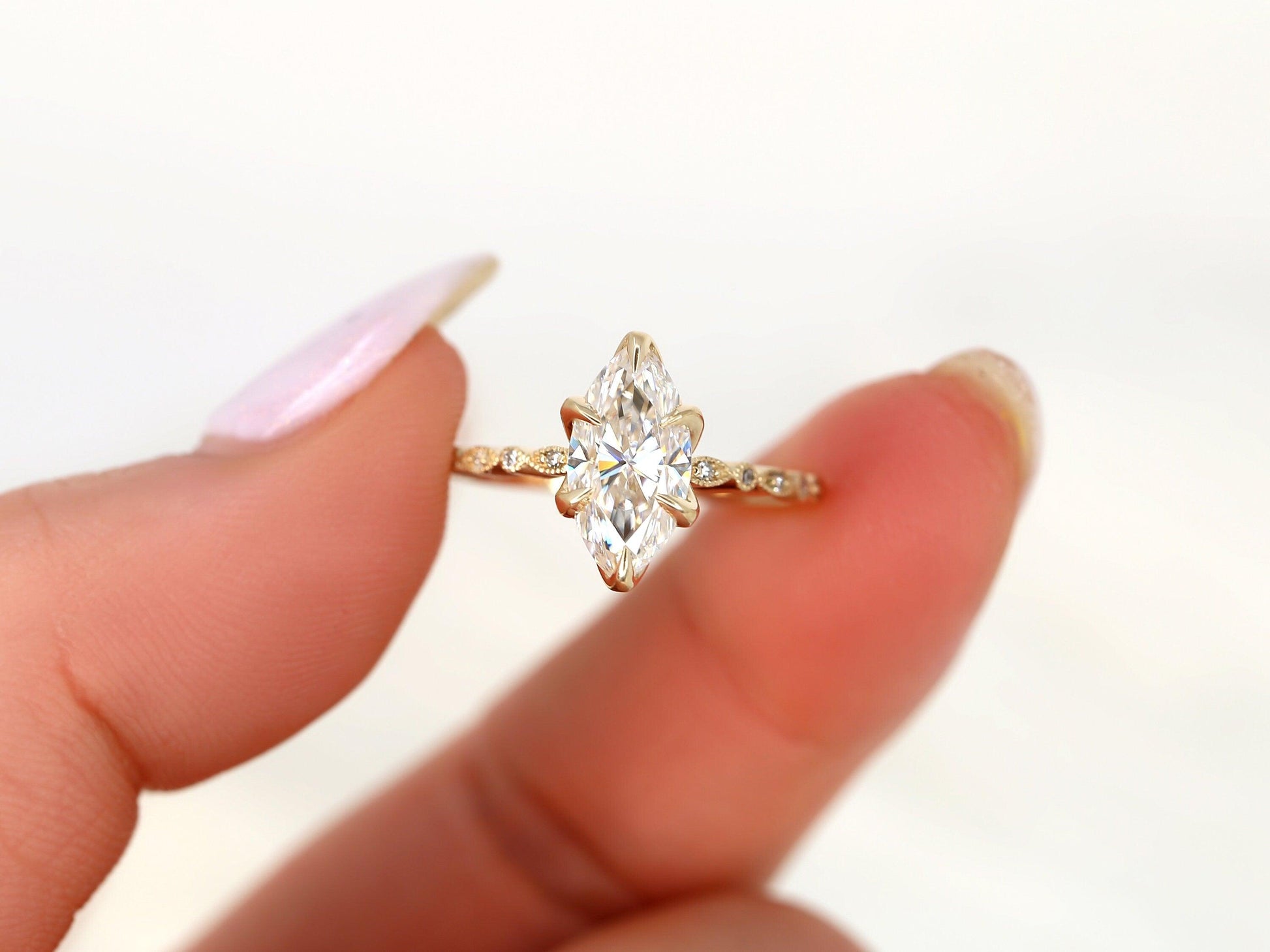 2 CT Emerald Pave Moissanite Engagement Ring