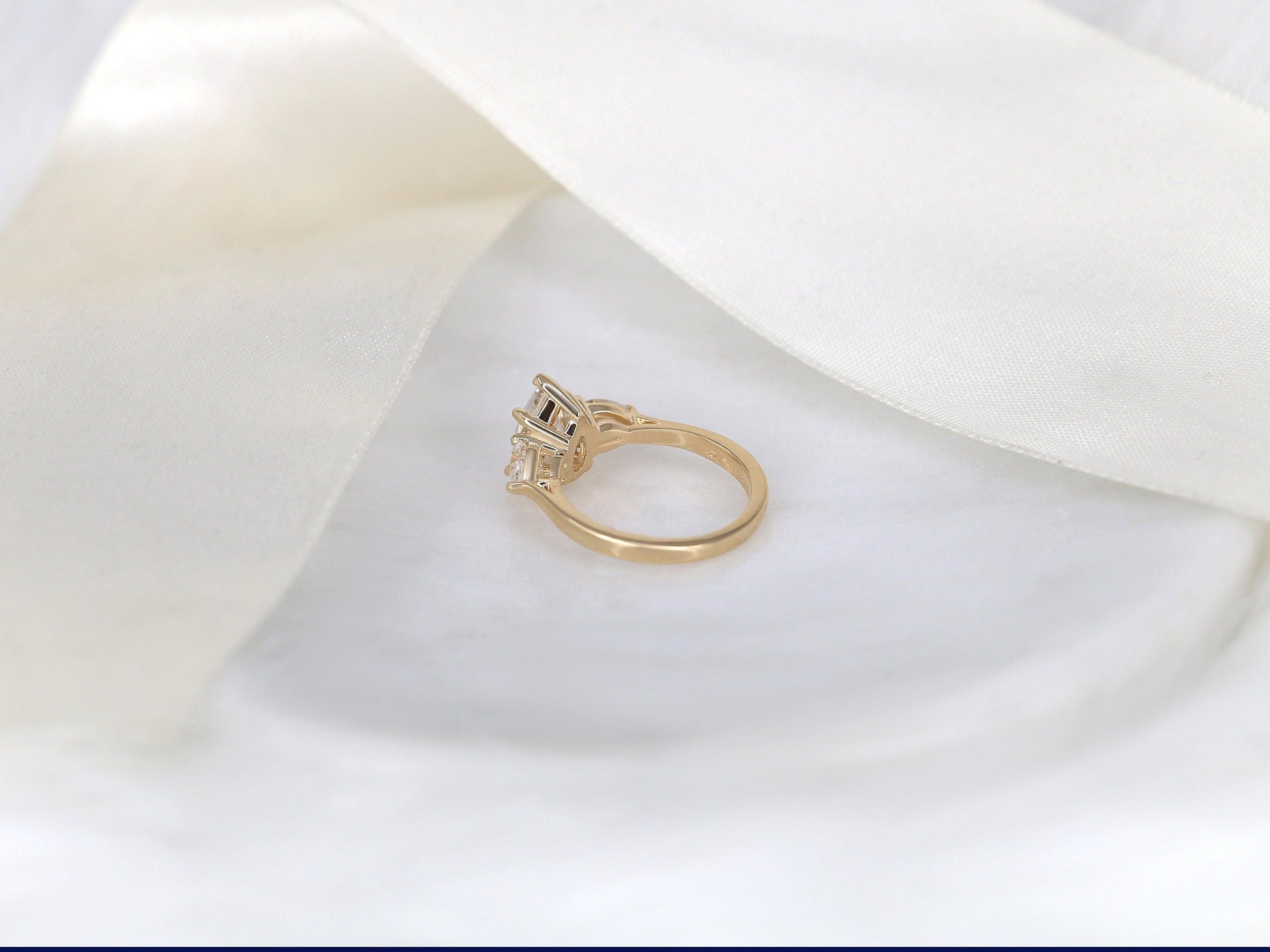 2 CT Emerald Pave Moissanite Engagement Ring