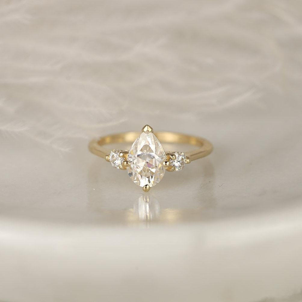 2 CT Emerald Pave Moissanite Engagement Ring