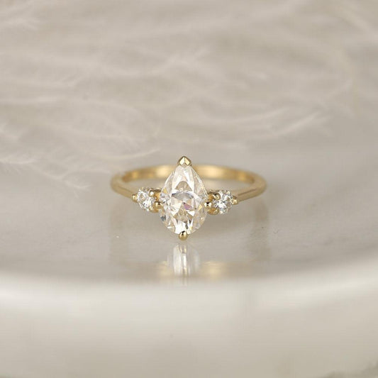 2 CT Emerald Pave Moissanite Engagement Ring