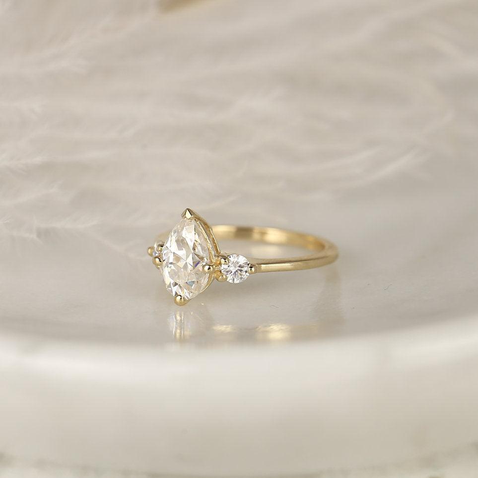 2 CT Emerald Pave Moissanite Engagement Ring