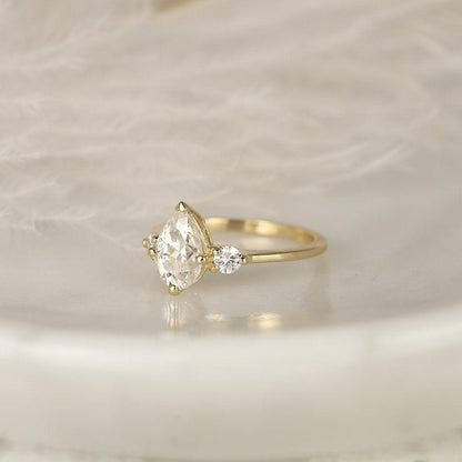 2 CT Emerald Pave Moissanite Engagement Ring