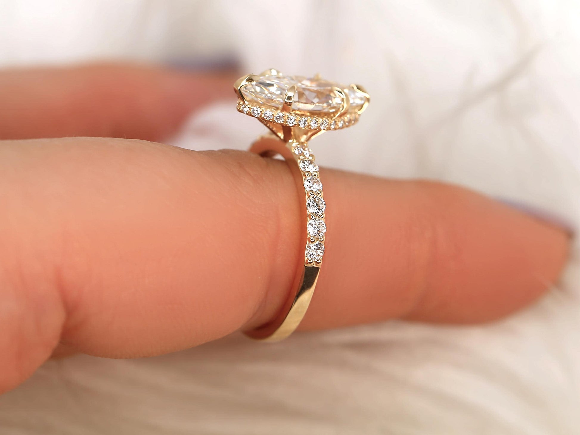 2 CT Emerald Pave Moissanite Engagement Ring