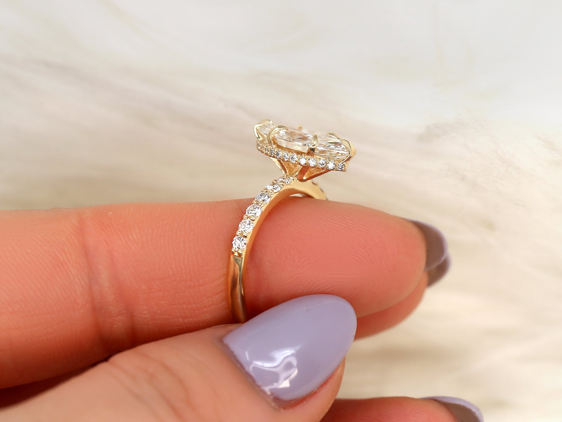 2 CT Emerald Pave Moissanite Engagement Ring