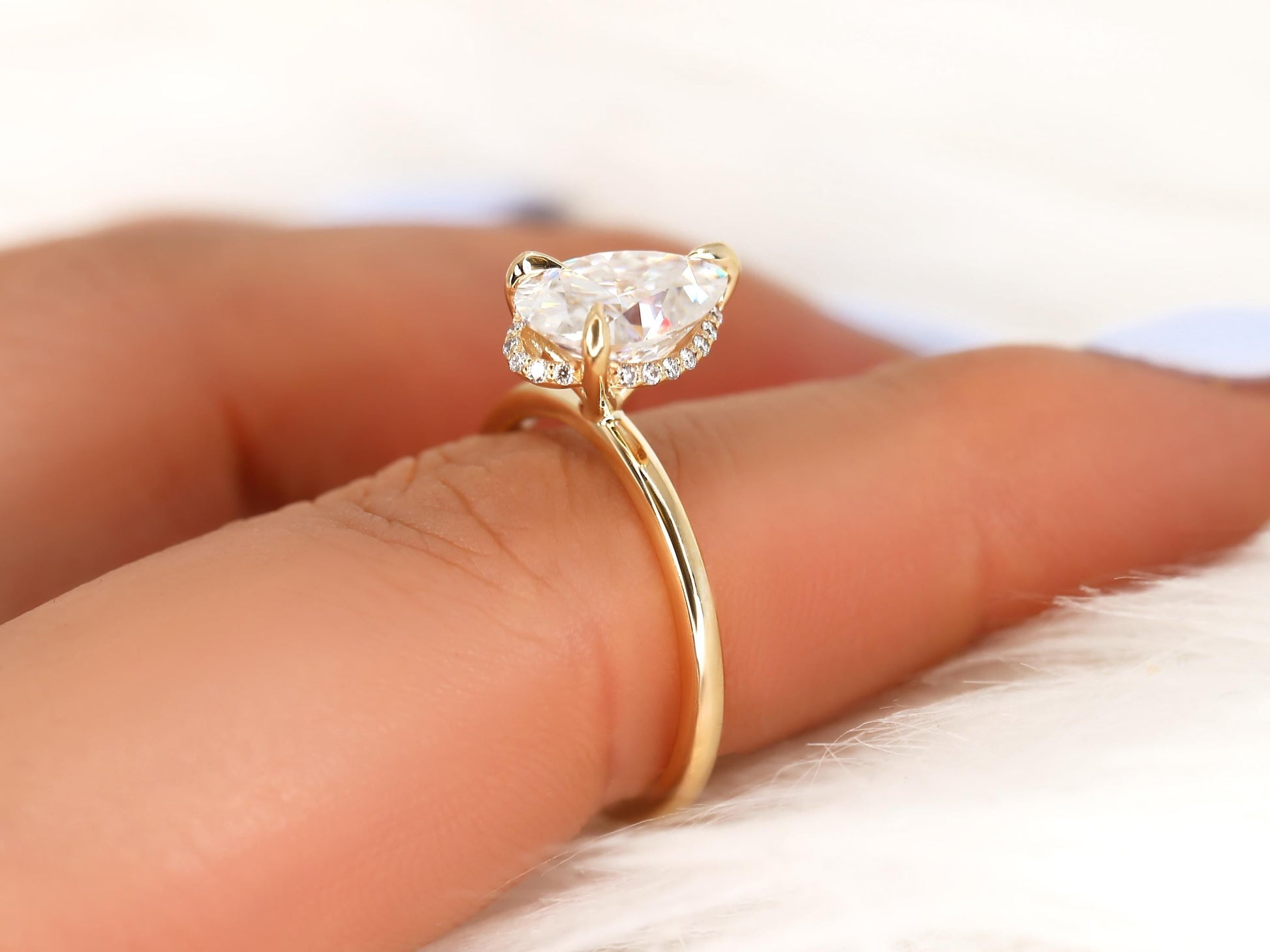 2 CT Emerald Pave Moissanite Engagement Ring