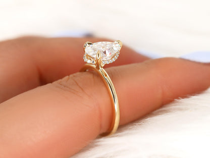 2 CT Emerald Pave Moissanite Engagement Ring
