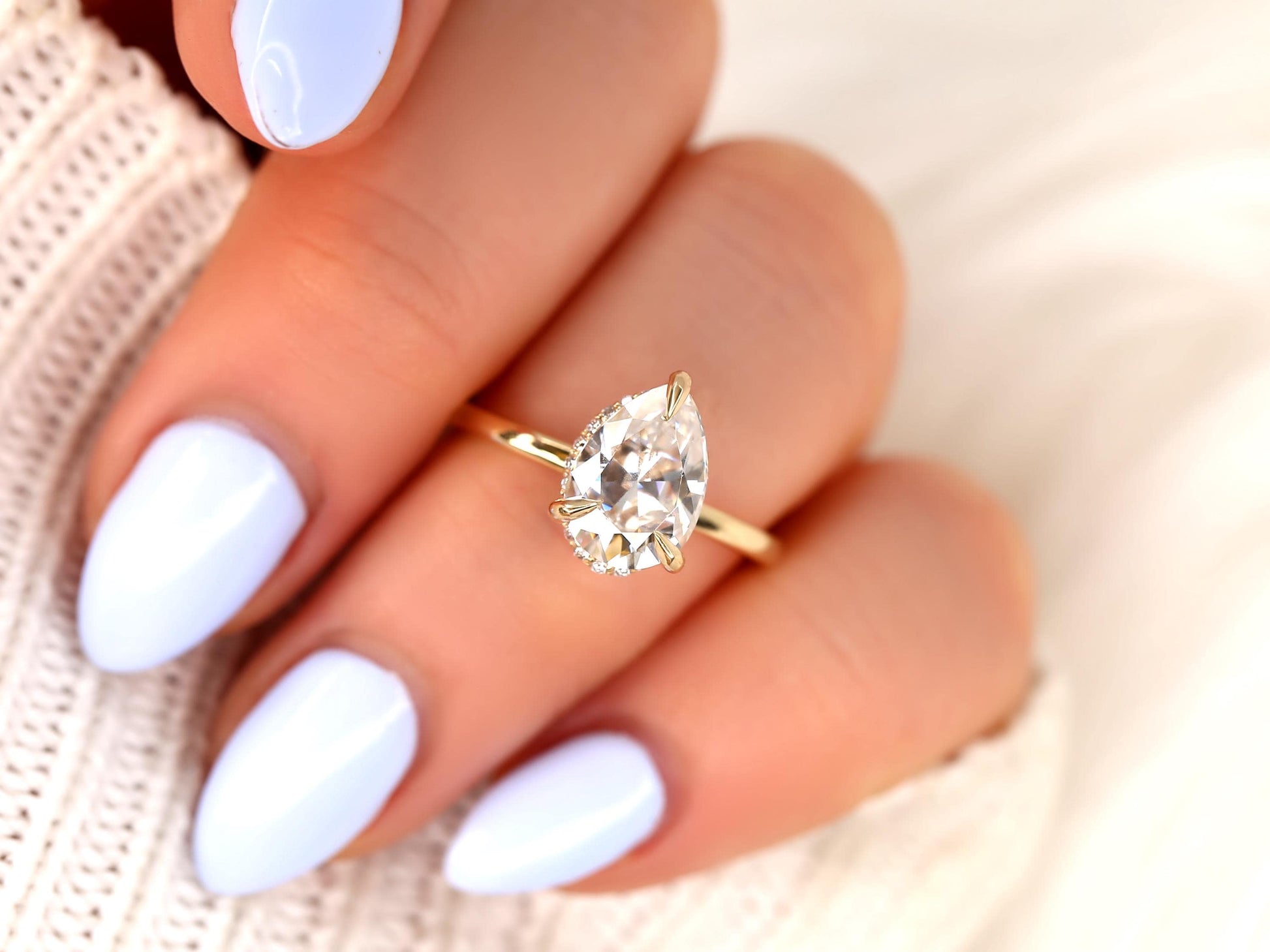 2 CT Emerald Pave Moissanite Engagement Ring