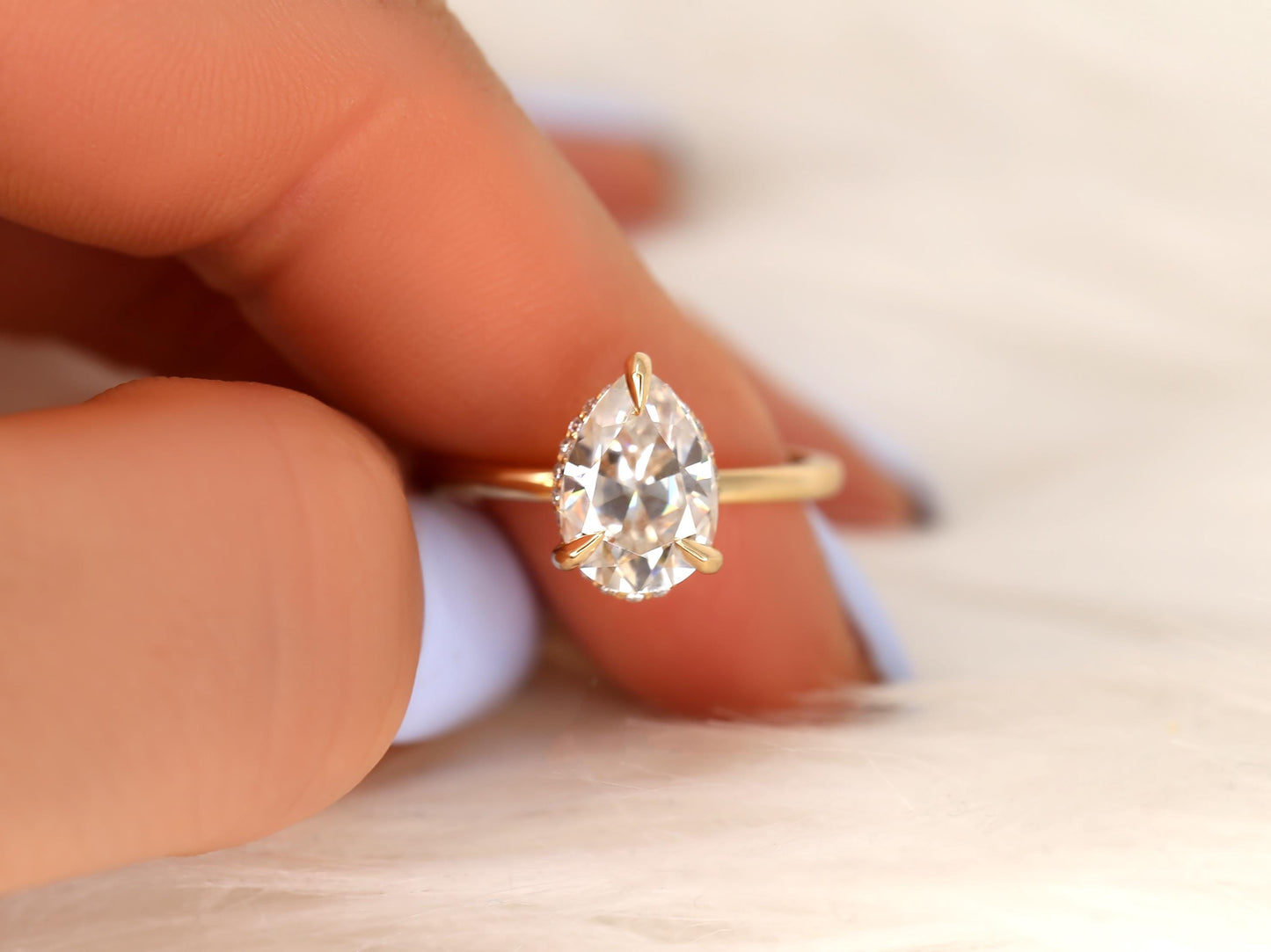 2 CT Emerald Pave Moissanite Engagement Ring