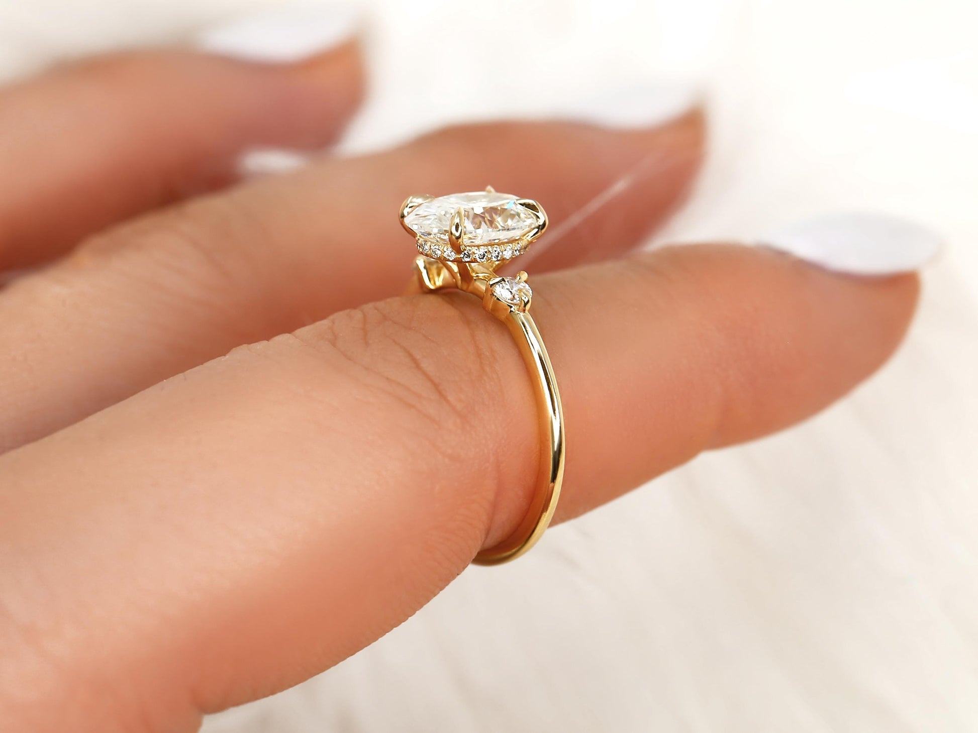 2 CT Emerald Pave Moissanite Engagement Ring