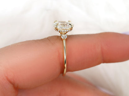 2 CT Emerald Pave Moissanite Engagement Ring