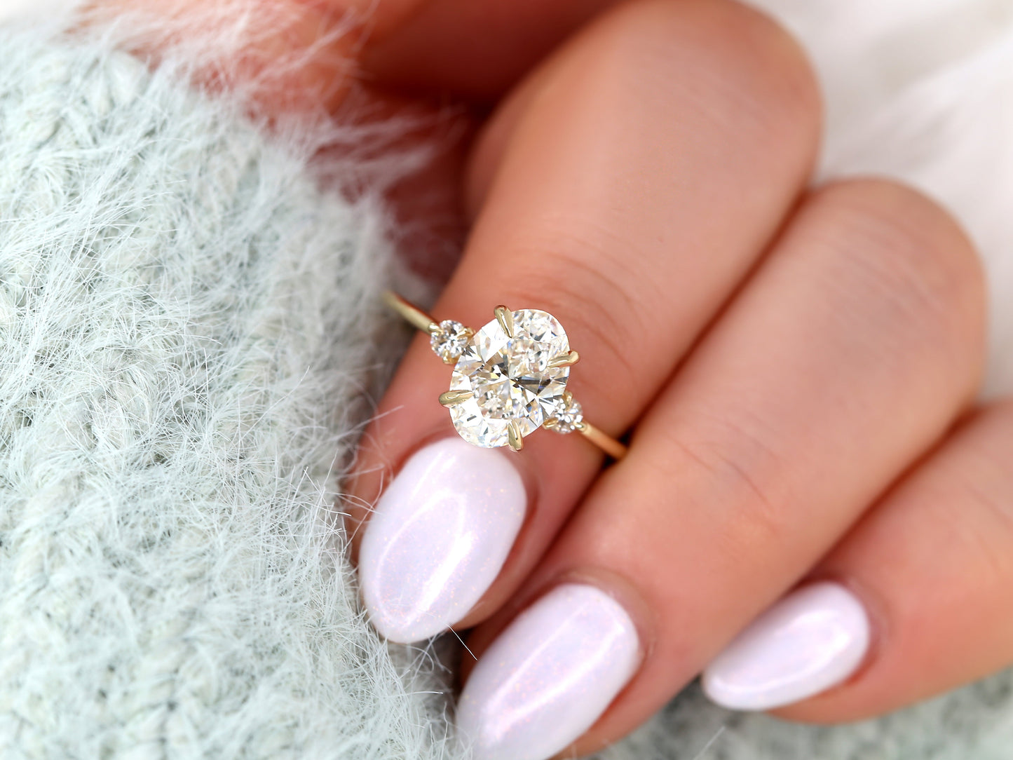 2 CT Emerald Pave Moissanite Engagement Ring