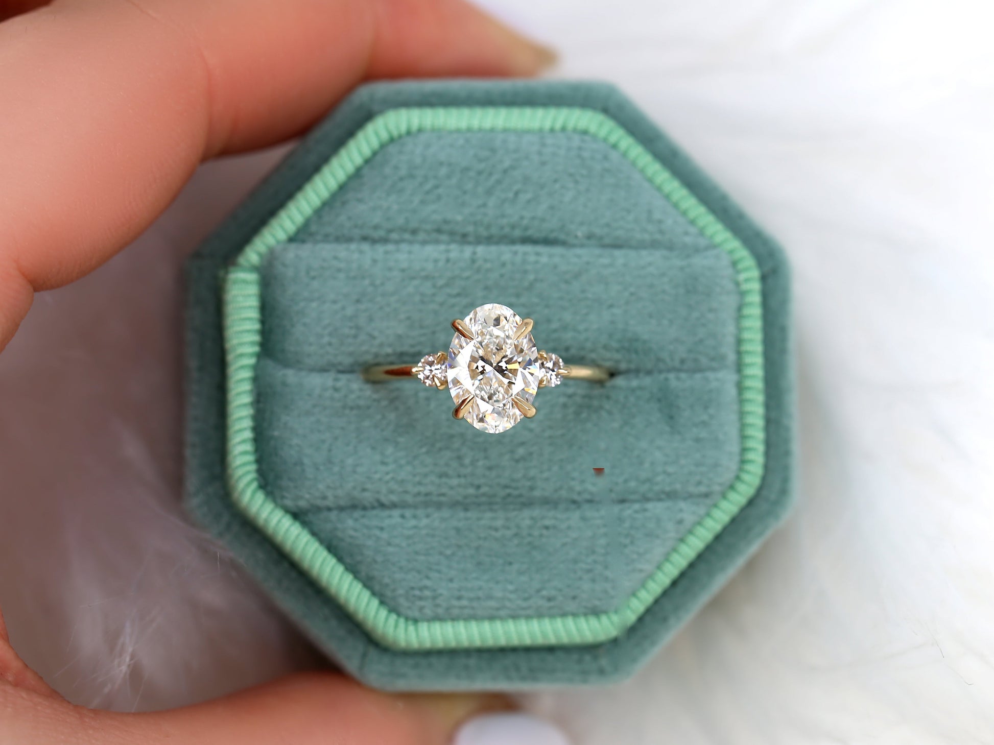 2 CT Emerald Pave Moissanite Engagement Ring