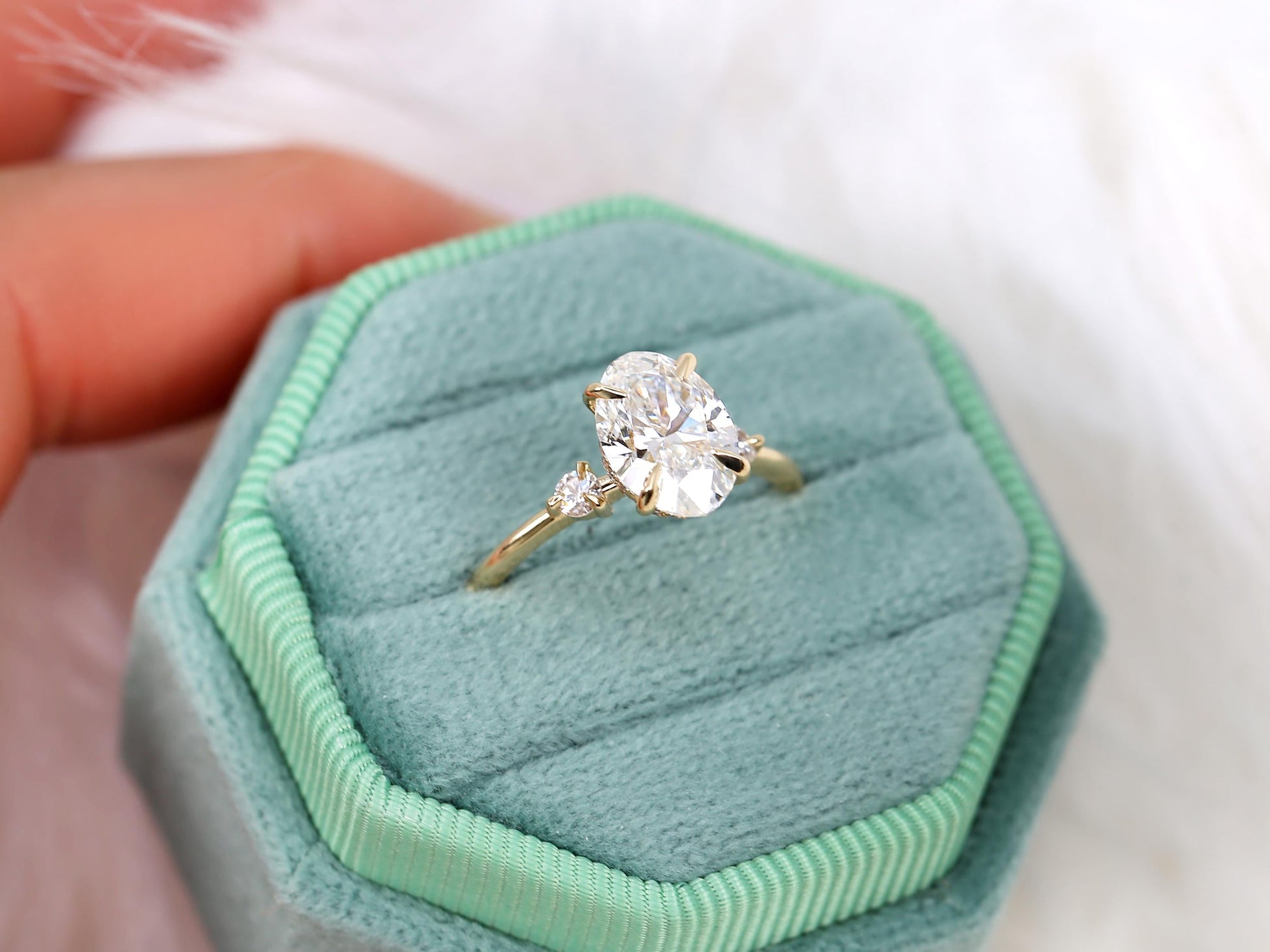 2 CT Emerald Pave Moissanite Engagement Ring