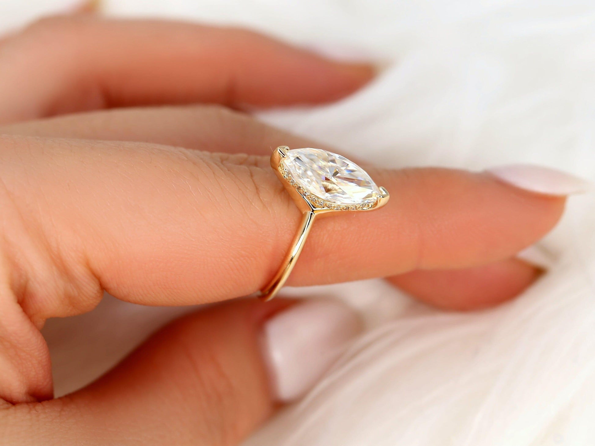 2 CT Emerald Pave Moissanite Engagement Ring