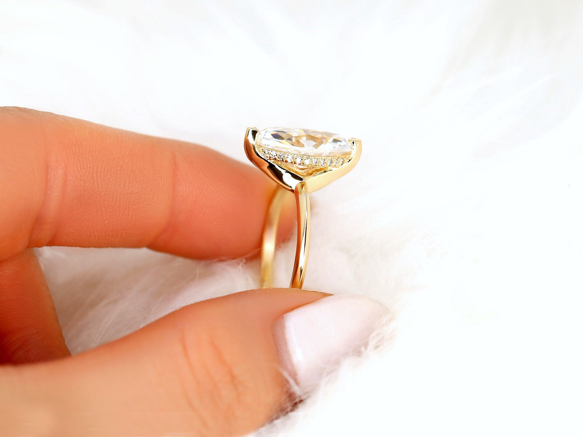2 CT Emerald Pave Moissanite Engagement Ring