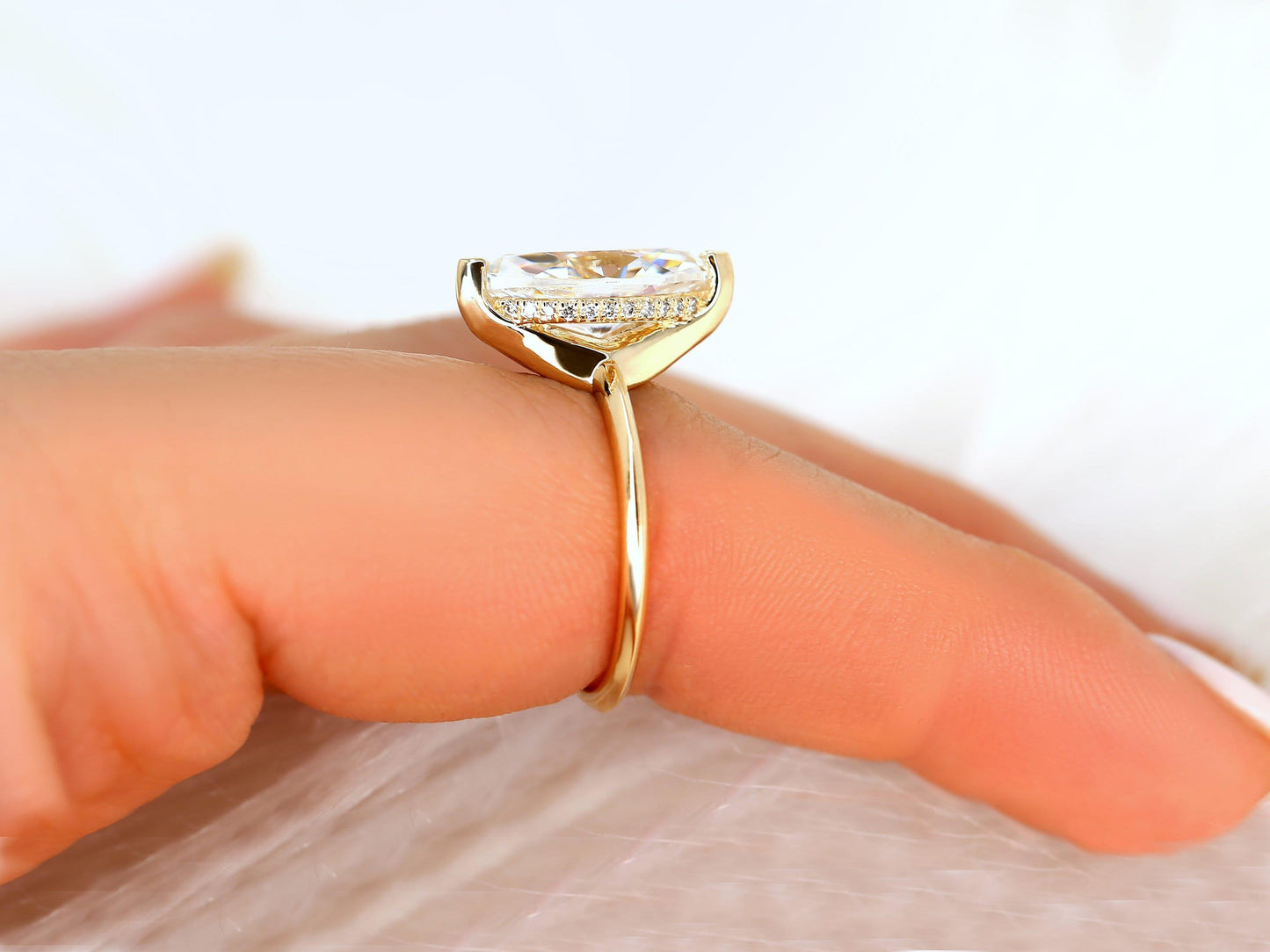 2 CT Emerald Pave Moissanite Engagement Ring