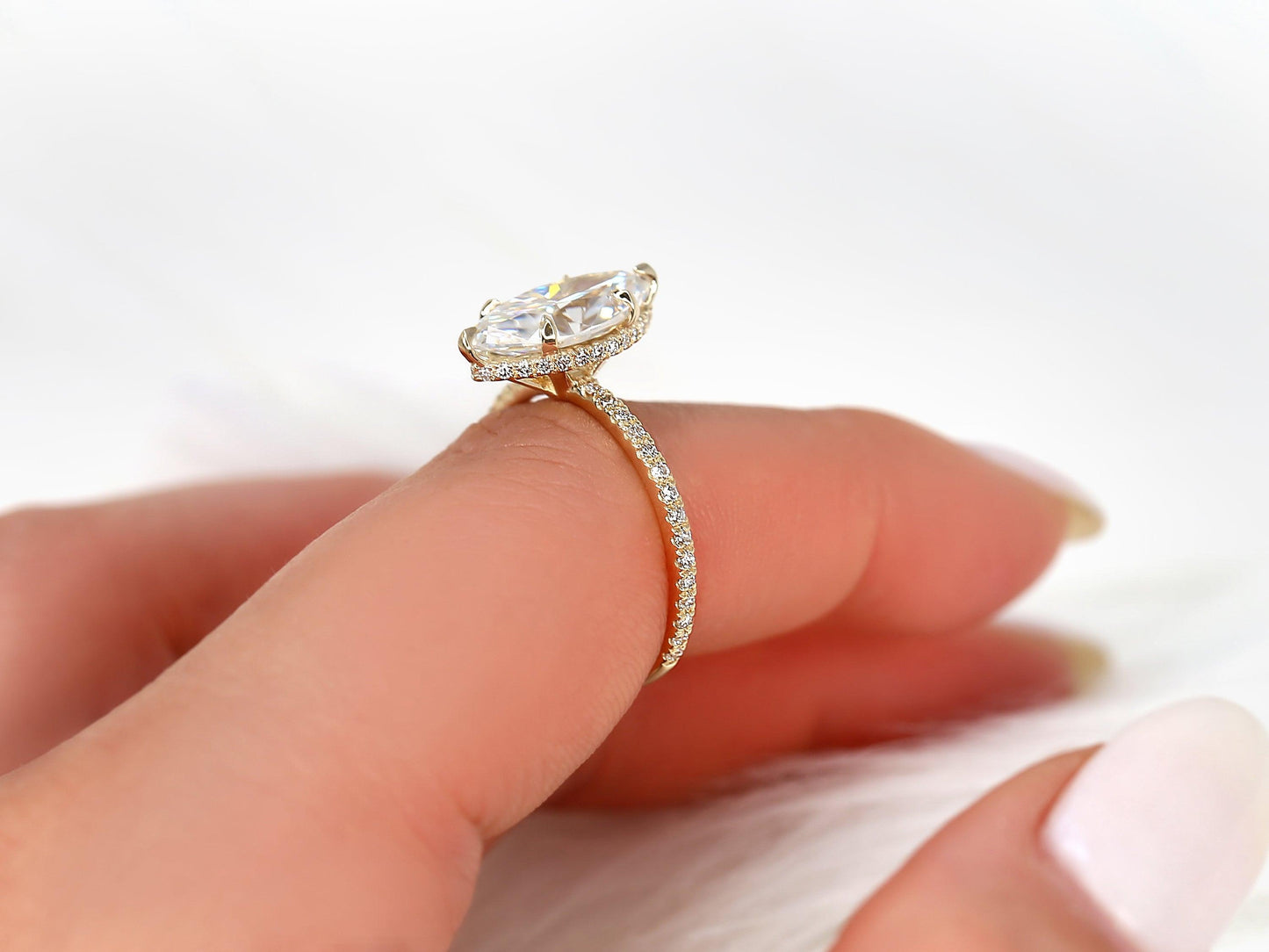 2 CT Emerald Pave Moissanite Engagement Ring