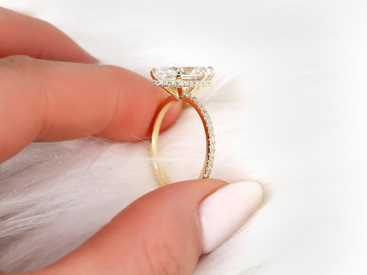 2 CT Emerald Pave Moissanite Engagement Ring