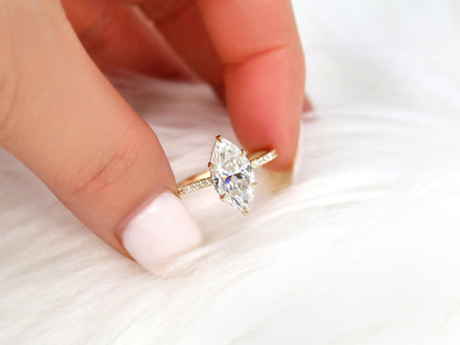2 CT Emerald Pave Moissanite Engagement Ring