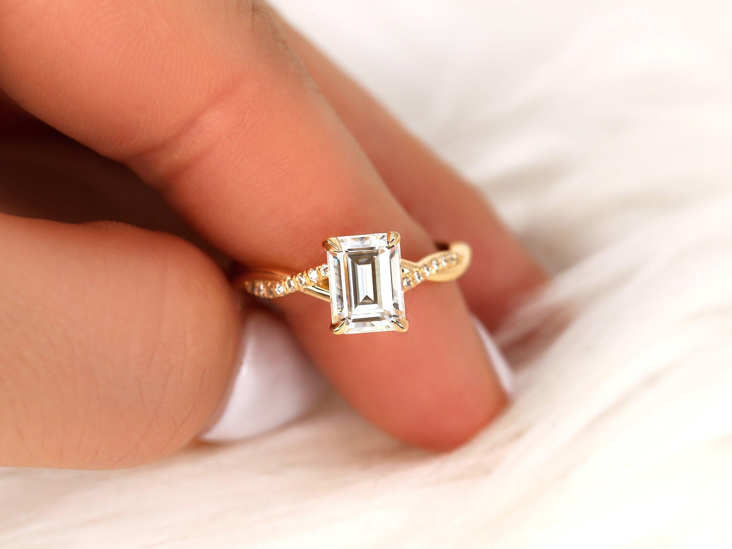2 CT Emerald Pave Moissanite Engagement Ring