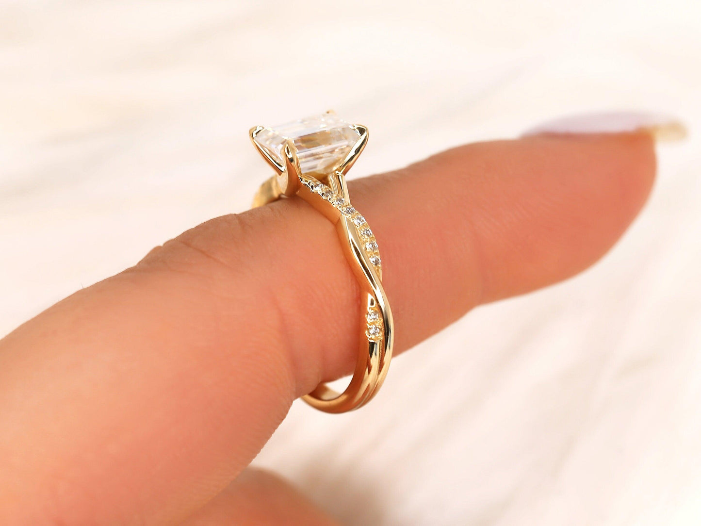 2 CT Emerald Pave Moissanite Engagement Ring