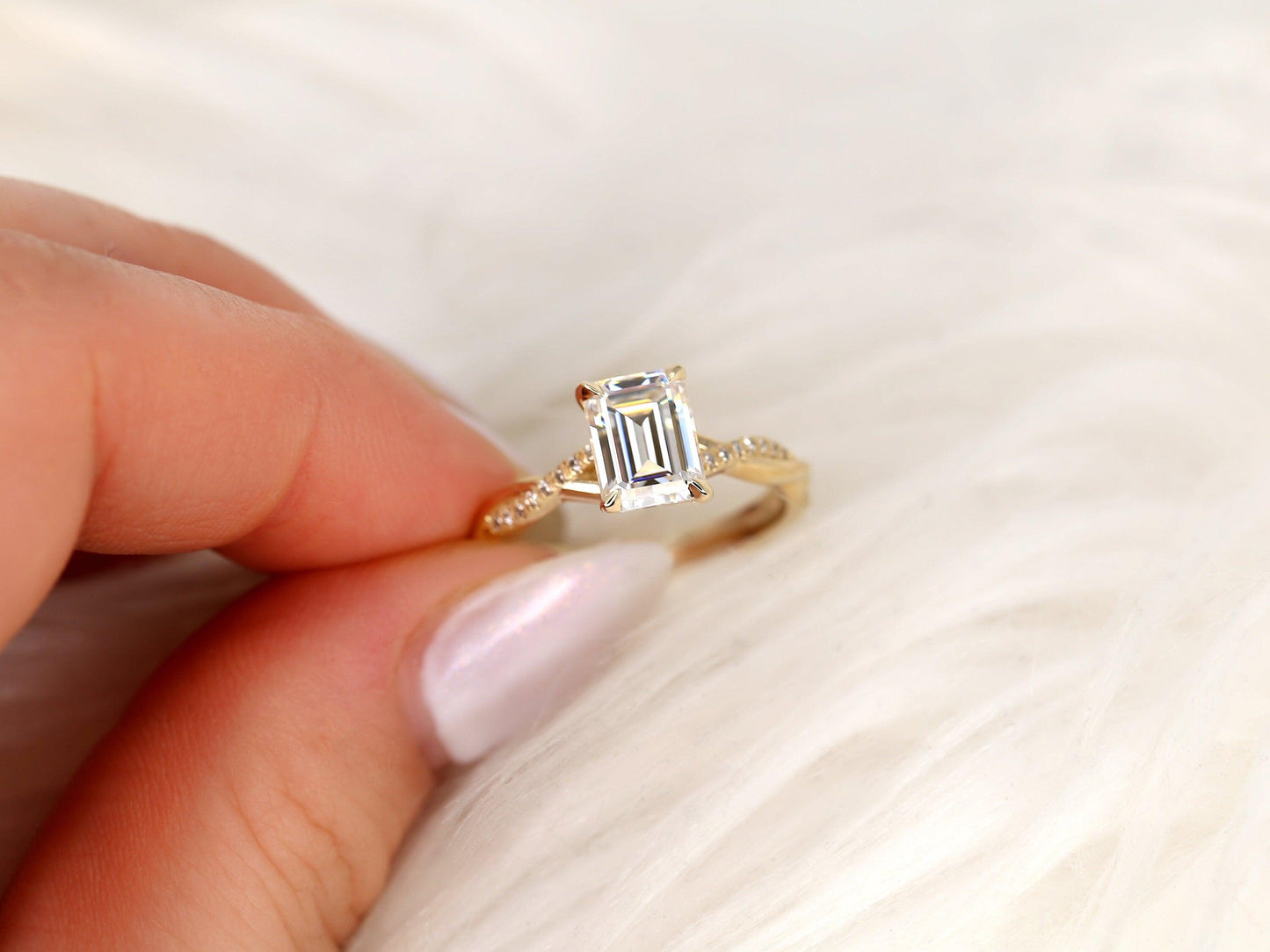 2 CT Emerald Pave Moissanite Engagement Ring
