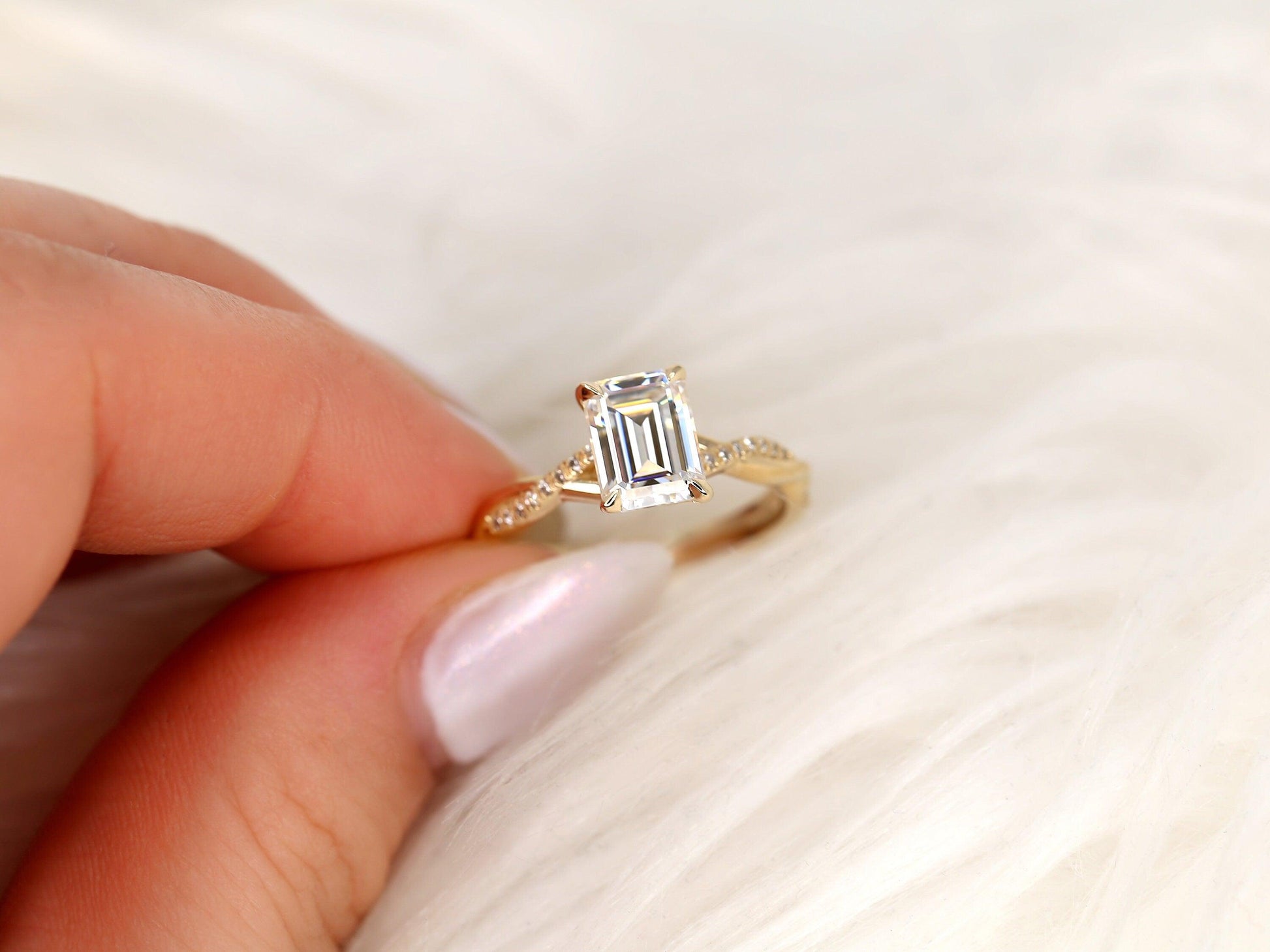 2 CT Emerald Pave Moissanite Engagement Ring