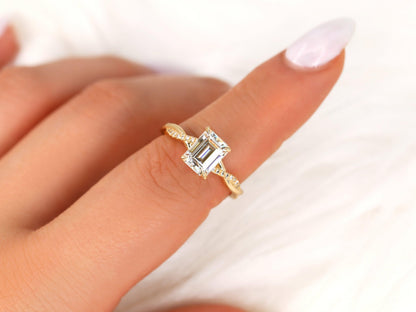 2 CT Emerald Pave Moissanite Engagement Ring