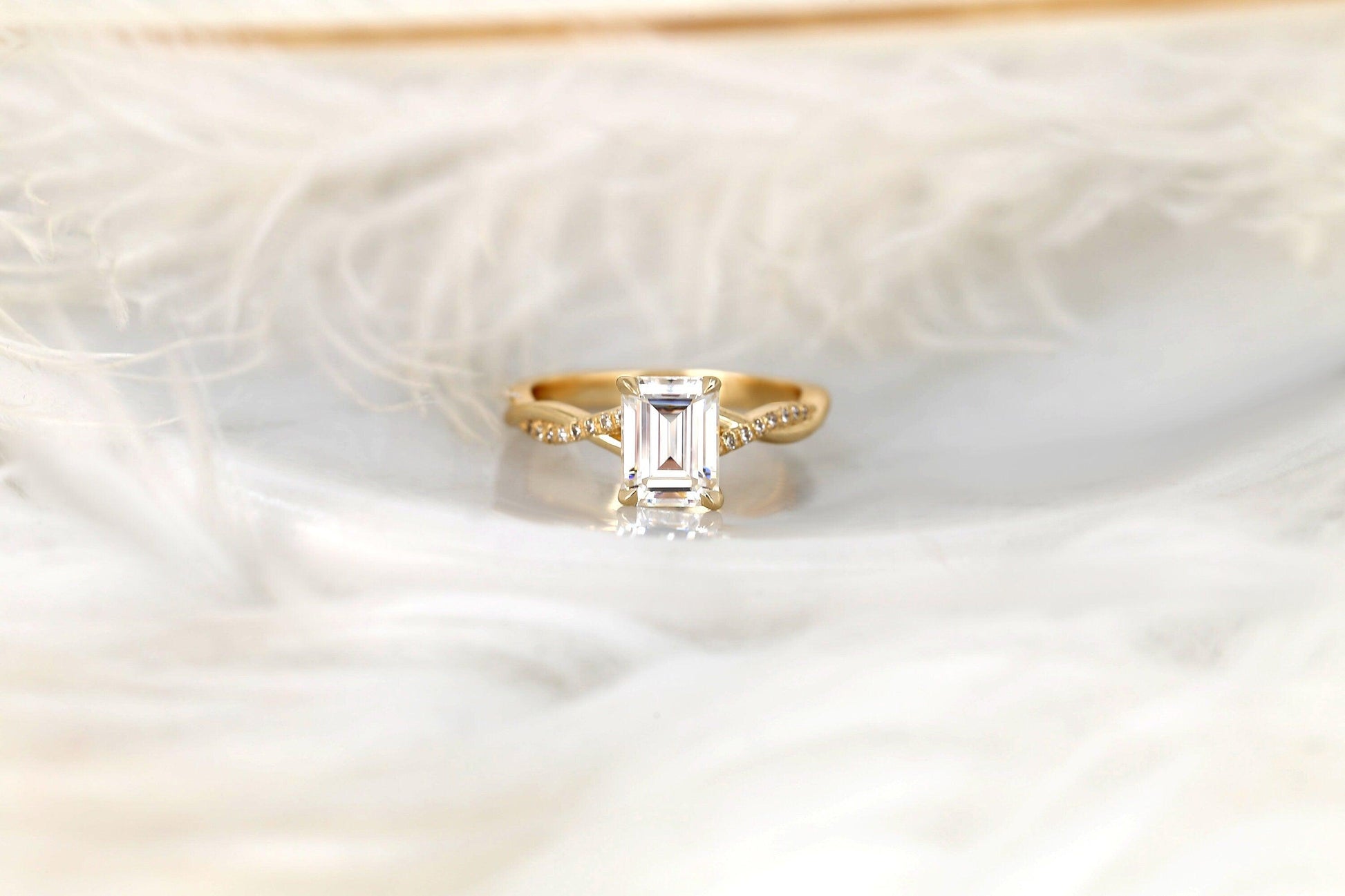 2 CT Emerald Pave Moissanite Engagement Ring