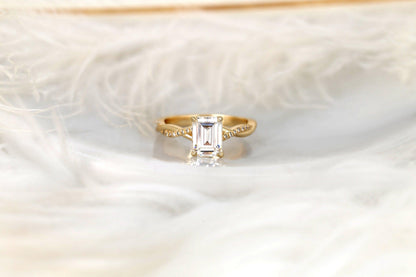2 CT Emerald Pave Moissanite Engagement Ring
