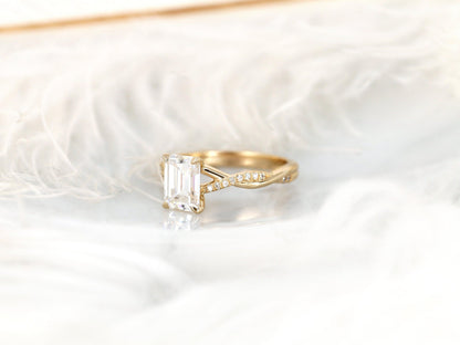 2 CT Emerald Pave Moissanite Engagement Ring