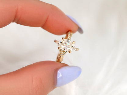 2 CT Emerald Pave Moissanite Engagement Ring