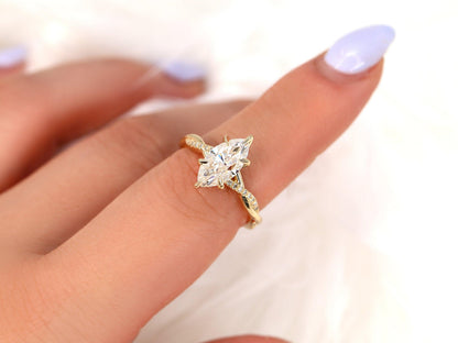 2 CT Emerald Pave Moissanite Engagement Ring