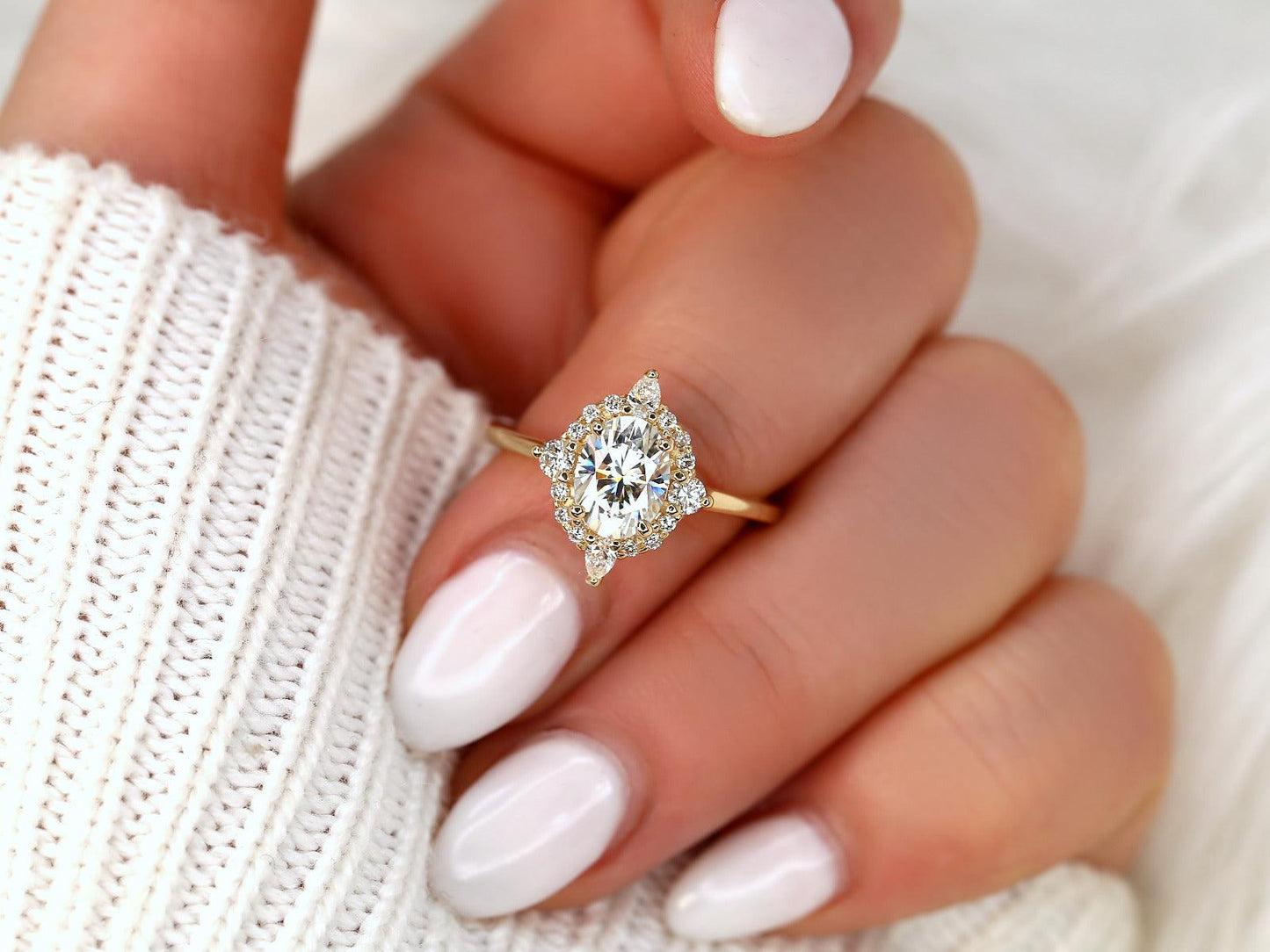 2 CT Emerald Pave Moissanite Engagement Ring