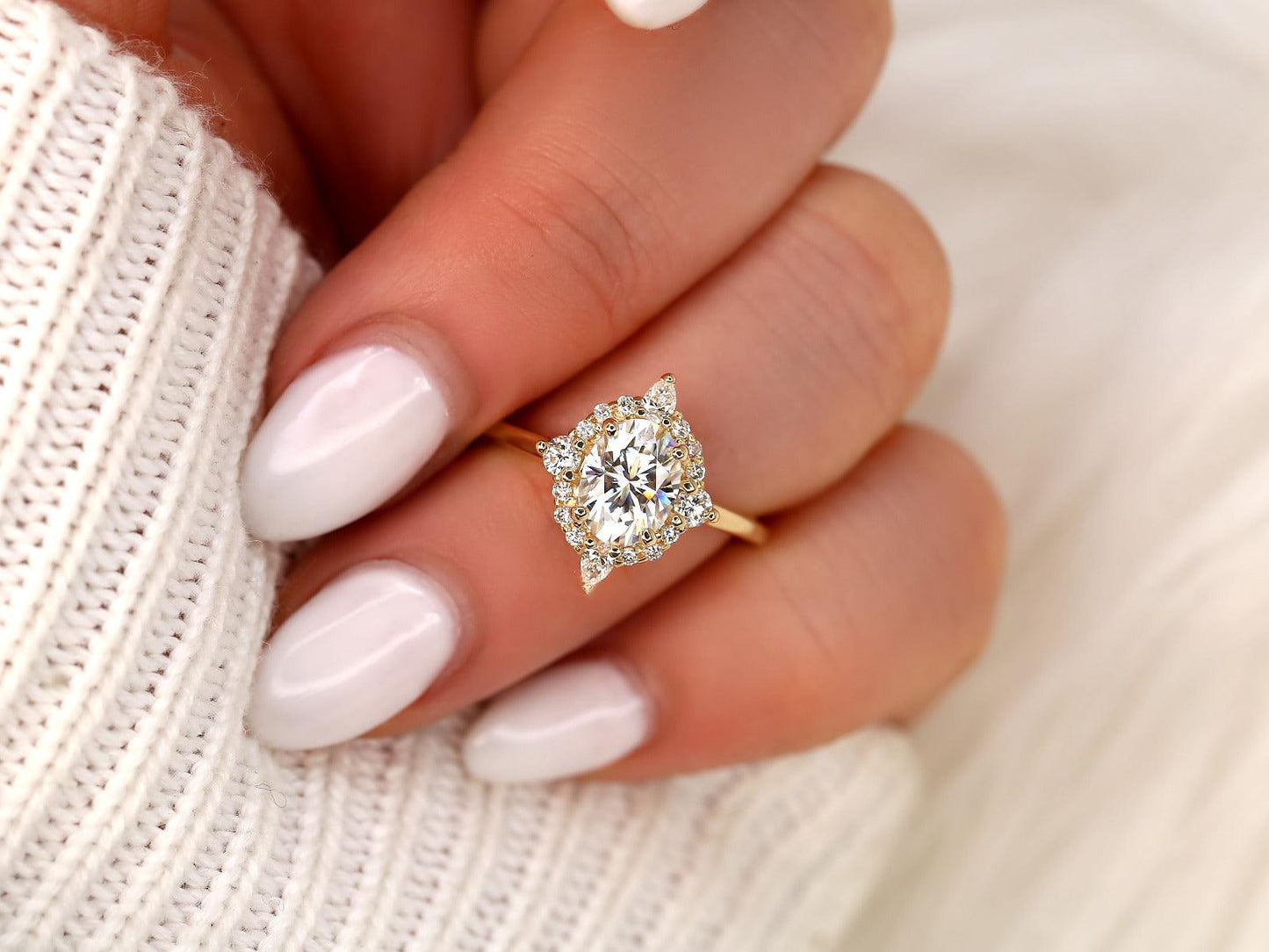 2 CT Emerald Pave Moissanite Engagement Ring