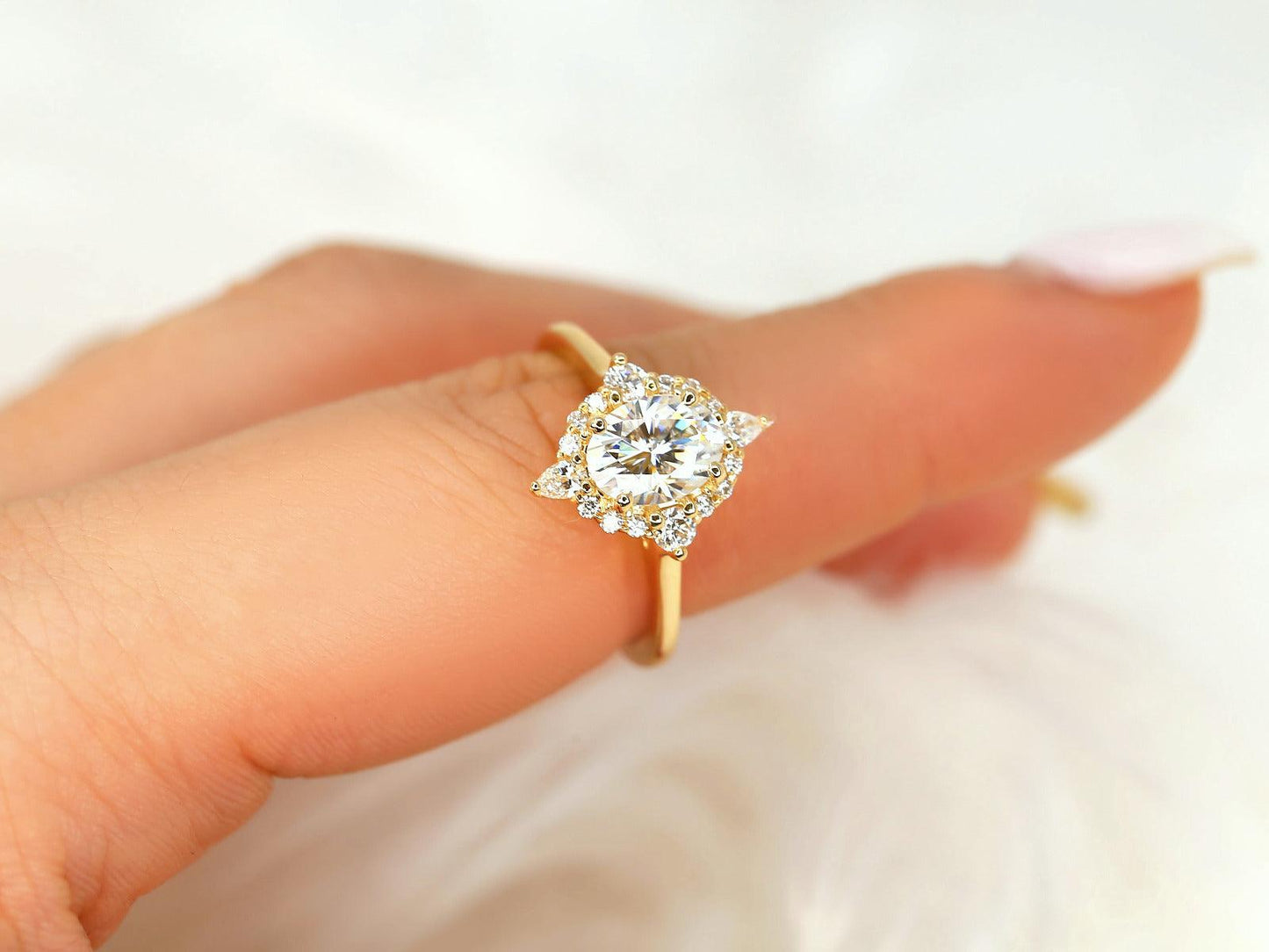 2 CT Emerald Pave Moissanite Engagement Ring