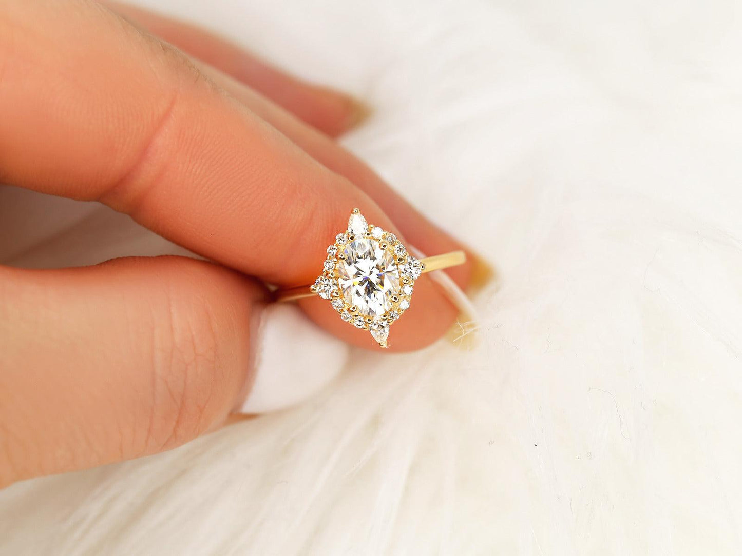 2 CT Emerald Pave Moissanite Engagement Ring