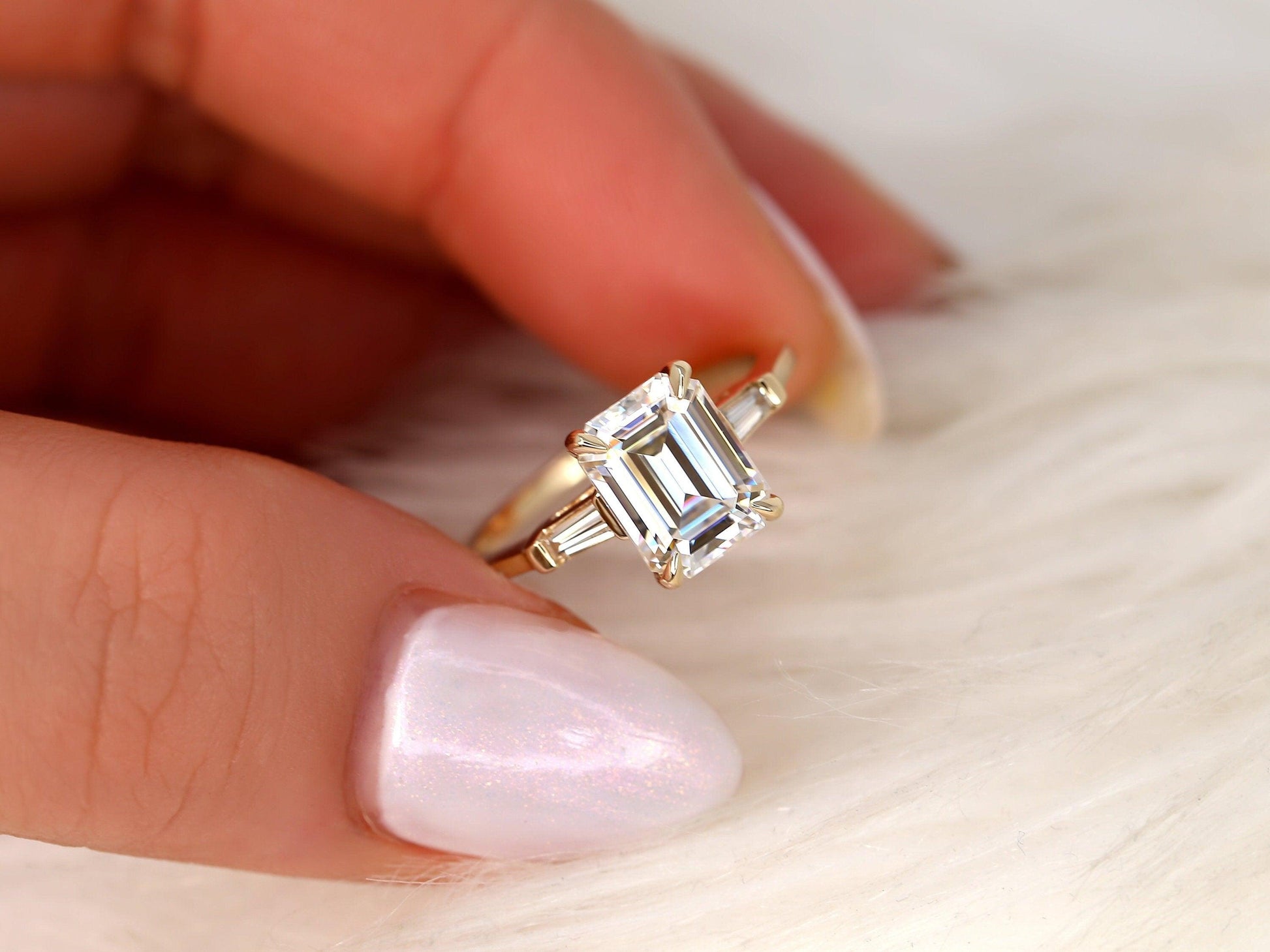 2 CT Emerald Pave Moissanite Engagement Ring